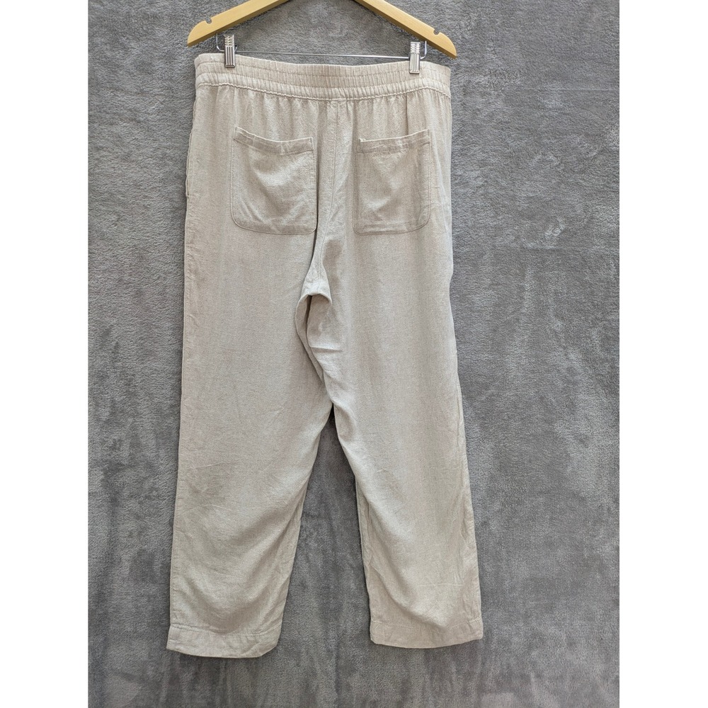 Coastal Linen Blend Straight Leg Pants Women Large Beige High Rise Comfort Waist - Picture 5 of 8
